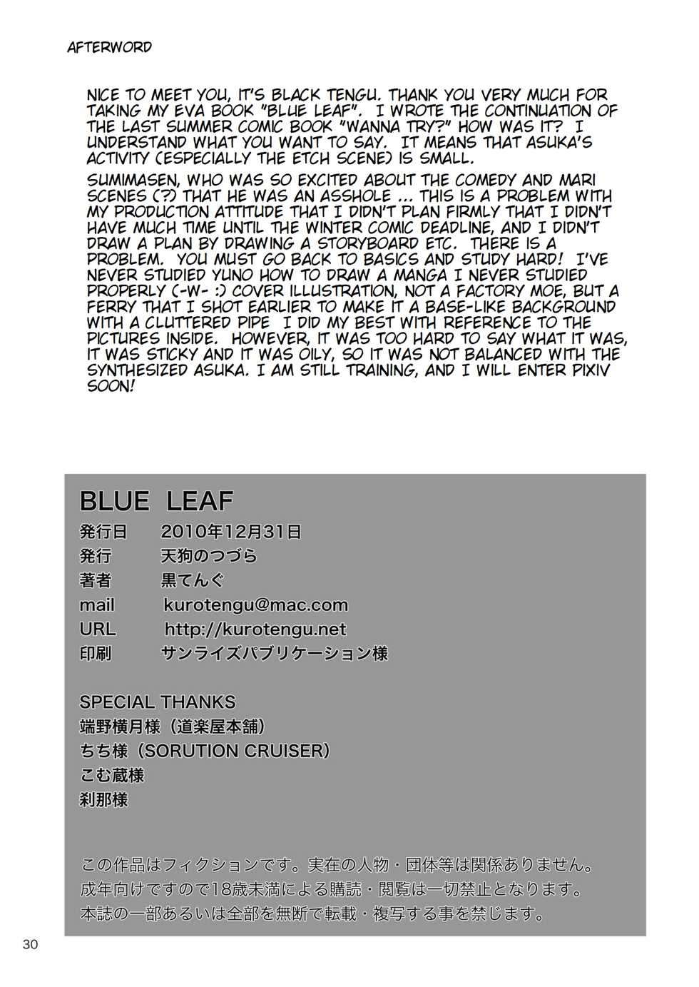 [Tengu no Tsuzura (Kuro Tengu)] BLUE LEAF (Neon Genesis Evangelion) [English] [Digital] - Page 29