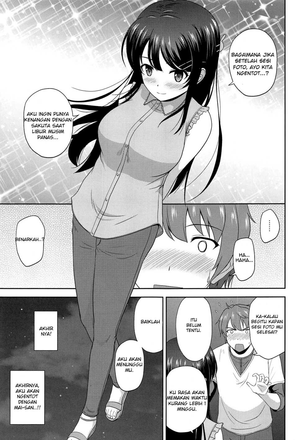 (COMIC1☆15) [G-SCAN CORP. (Satou Chagashi)] Seishun Black Time Killer (Seishun Buta Yarou wa Bunny Girl Senpai no Yume o Minai) [Indonesian] [OrangMiskin] - Page 4