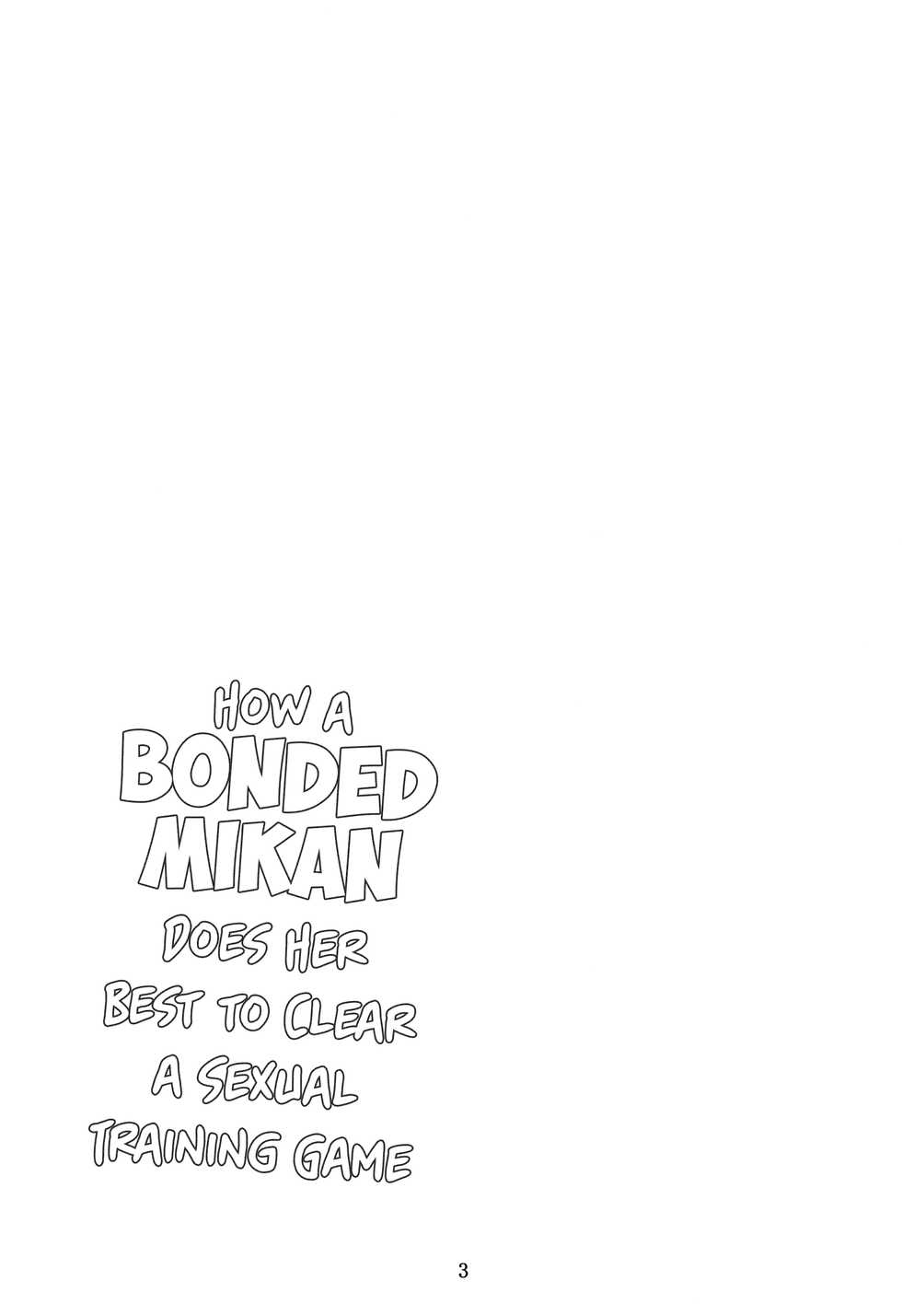 (C97) [Yoru no Benkyoukai (Fumihiro)] Kousoku Sareta Mikan ga Choukyou Game Clear o Ganbaru Hanashi | How a bonded Mikan does her best to clear a sexual training game (To LOVE-Ru) [English] [biribiri] - Page 2