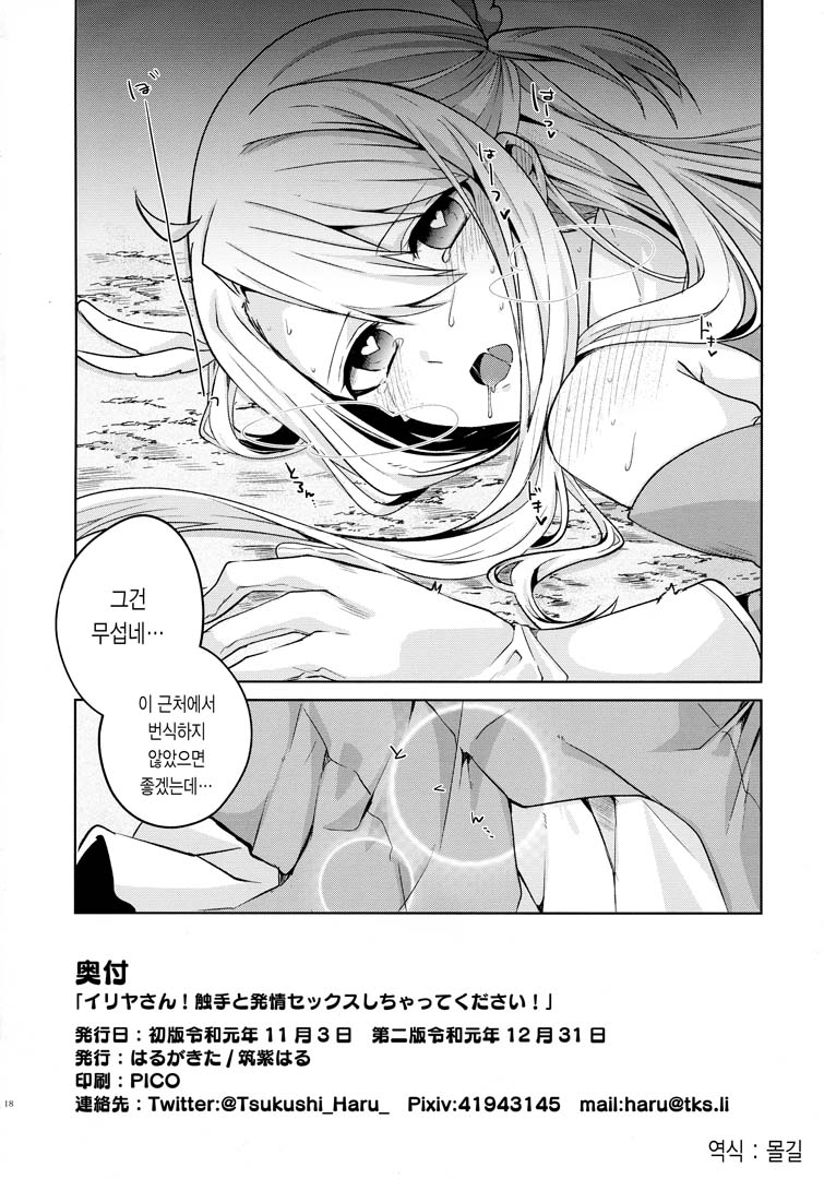 (C97) [Haruka Kita (Tsukushi Haru)] Illya-san! Shokushu to Hatsujou Sex shicha tte Kudasai! │이리야 씨! 촉수랑 발정섹스 해주세요! (Fate/Grand Order) [Korean] - Page 18