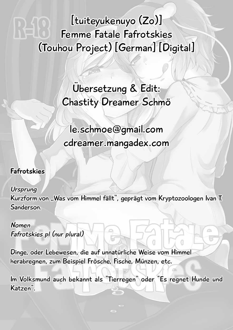 [tuiteyukenuyo (Zo)] Femme Fatale Fafrotskies (Touhou Project) [German] [Chastity Dreamer Schmö] [Digital] - Page 23