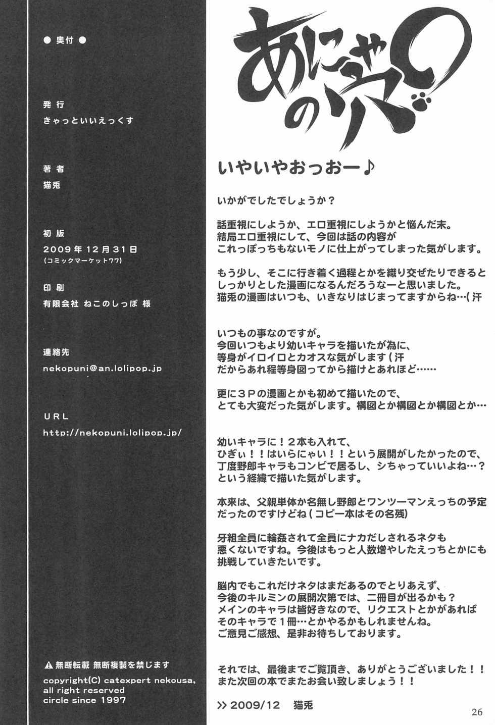 (C77) [Cat Expert (Nekousa)] Anyamaru no Ana (Anyamaru Tantei Kiruminzoo) - Page 26