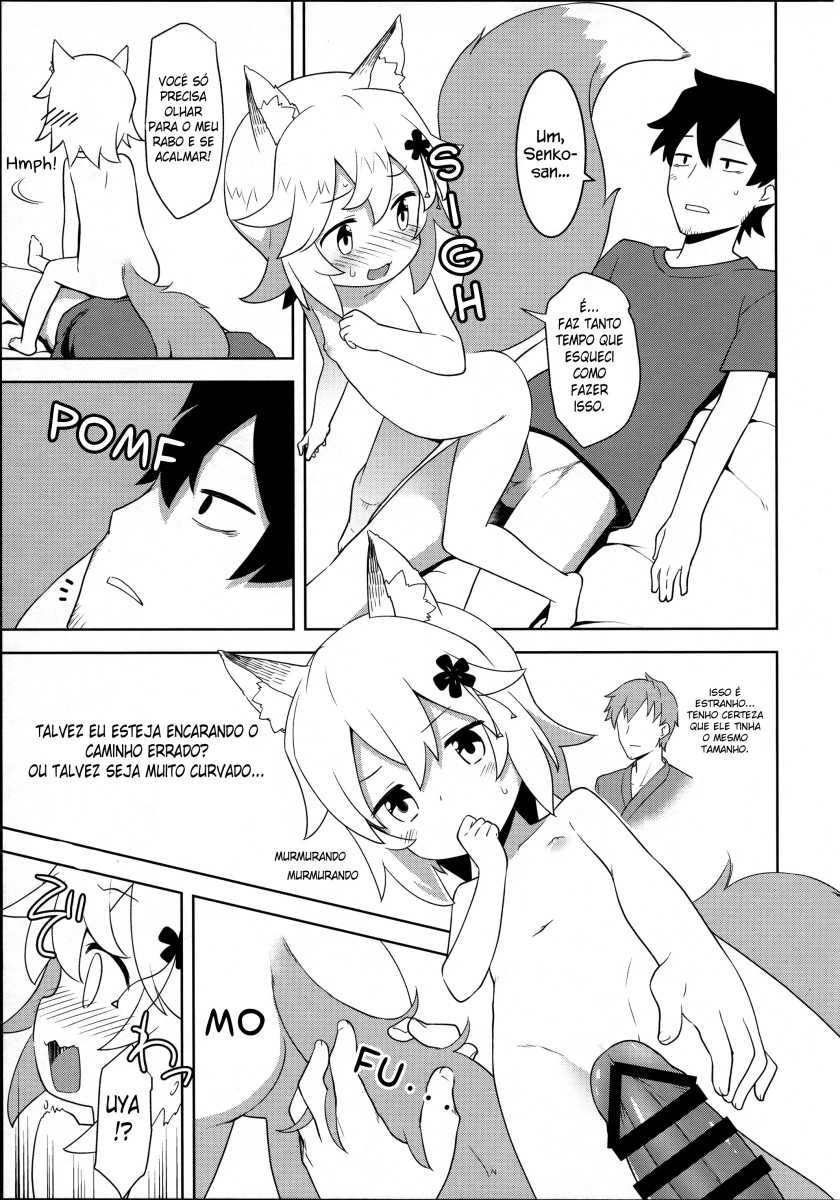 (C96) [Rotary Engine (Kannazuki Motofumi)] Senko-san, Yobai Suru. | Senko-san foge para a cama à noite. (Sewayaki Kitsune no Senko-san) [Portuguese-BR] - Page 7