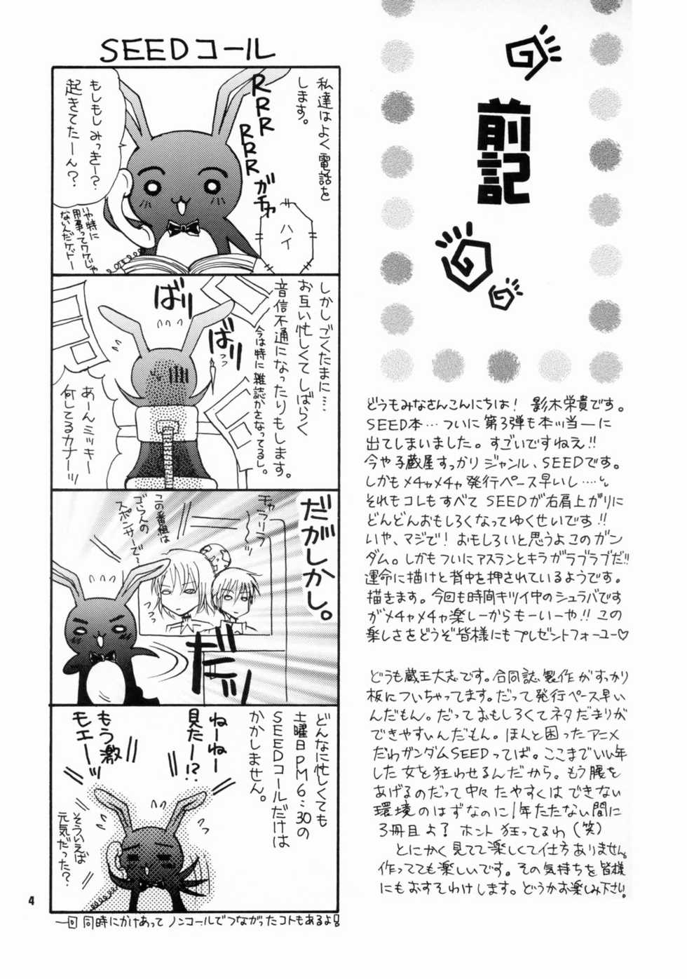 [Kozouya (Eiki Eiki, Zaou Taishi)] Daichi ni Tane wo Makimashou (Gundam SEED) - Page 3