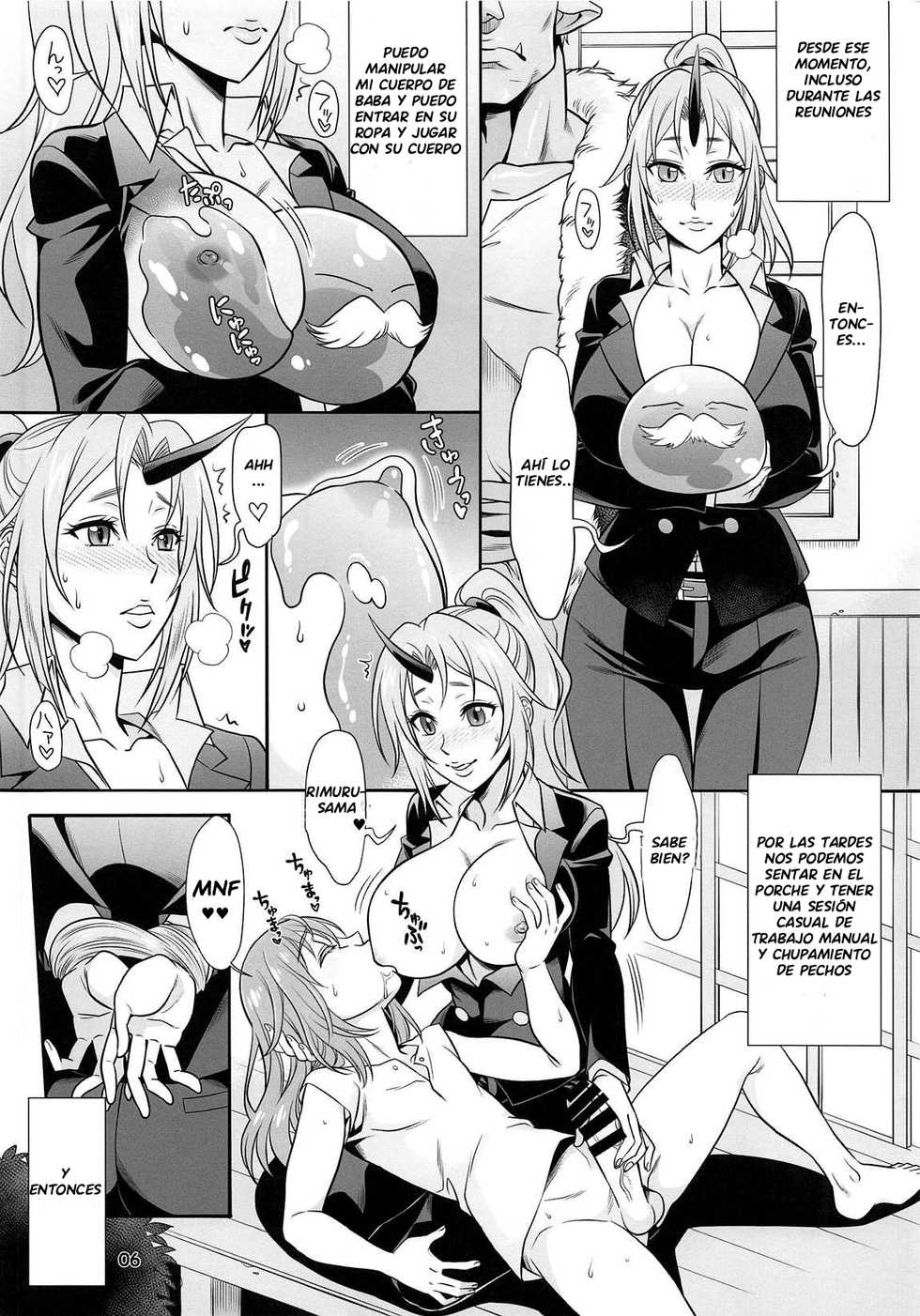 (SC2019 Spring) [BANANAJAM (Hanzaki Jirou)] SECRET (Tensei Shitara Slime datta Ken) [Spanish] - Page 7