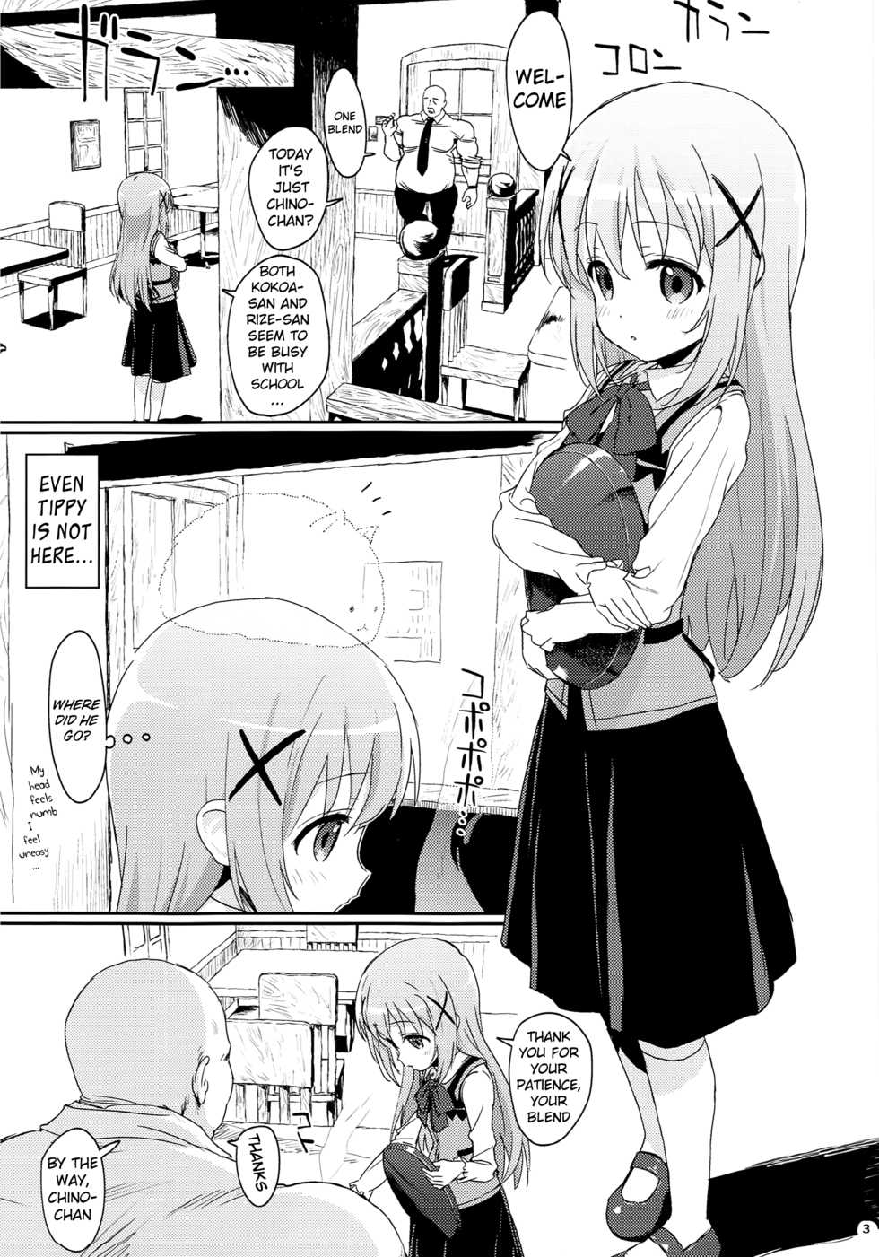 (C90) [2nd color (Typehatena)] Saimin nante Kakaru Wake Naijanaidesuka | Hypnosis doesn't really work, does it? (Gochuumon wa Usagi desu ka?) [English] [Mongolfier] - Page 2