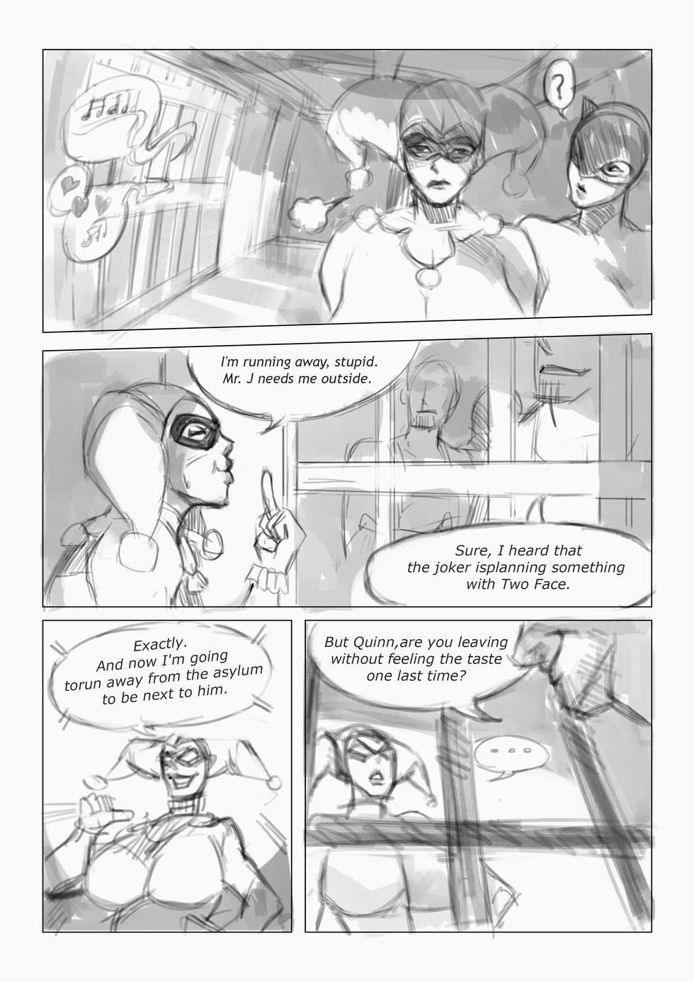 [NOVICE KING] Catwoman and Quinn doujin sketch (Batman) [English] - Page 4