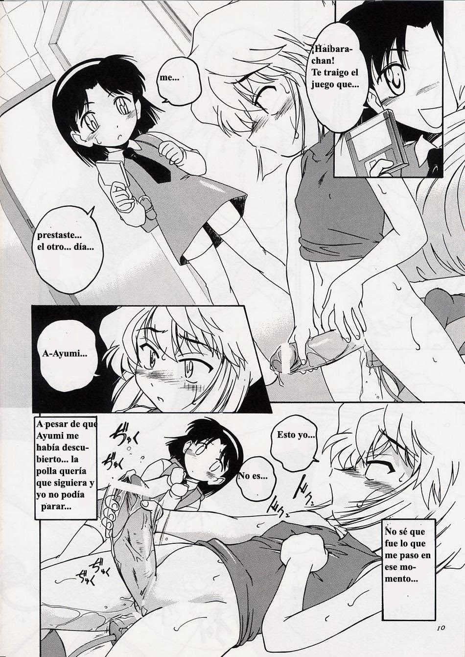 (C63) [Joshinzoku (Wanyanaguda)] Manga Sangyou Haikibutsu 06 (Meitantei Conan [El Detective Conan]) [Spanish] - Page 9