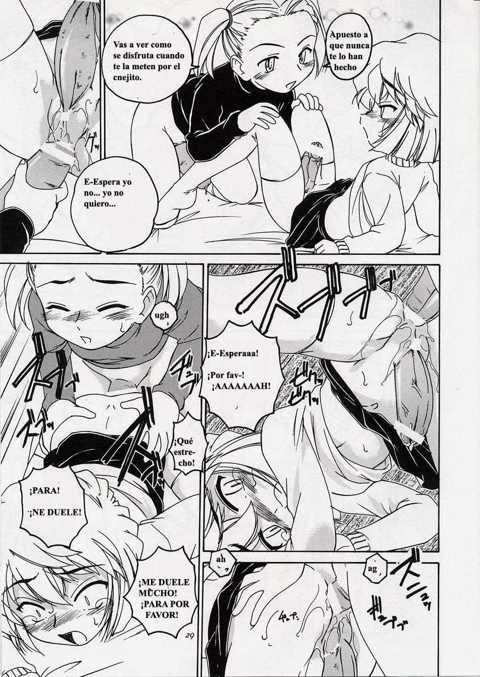 (C63) [Joshinzoku (Wanyanaguda)] Manga Sangyou Haikibutsu 06 (Meitantei Conan [El Detective Conan]) [Spanish] - Page 28