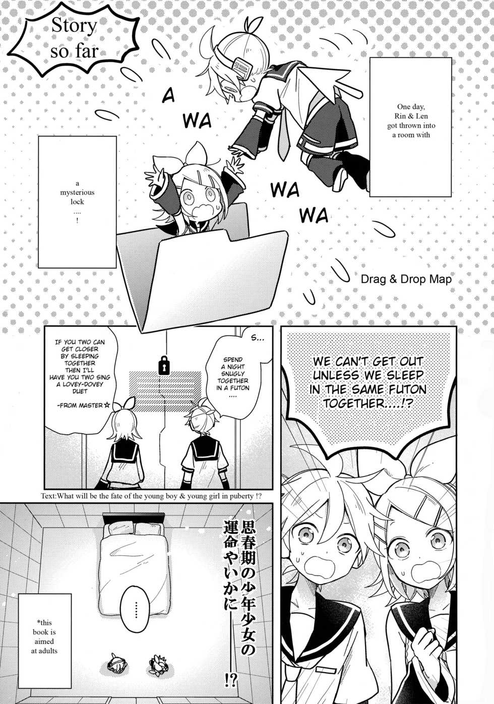 (Kagamine Kotoha!) [Wonderland (Suzumi)] Issho no Ofuton de Nenai to Derarenai Heya [Seijin Mukai] (VOCALOID) [English] - Page 2