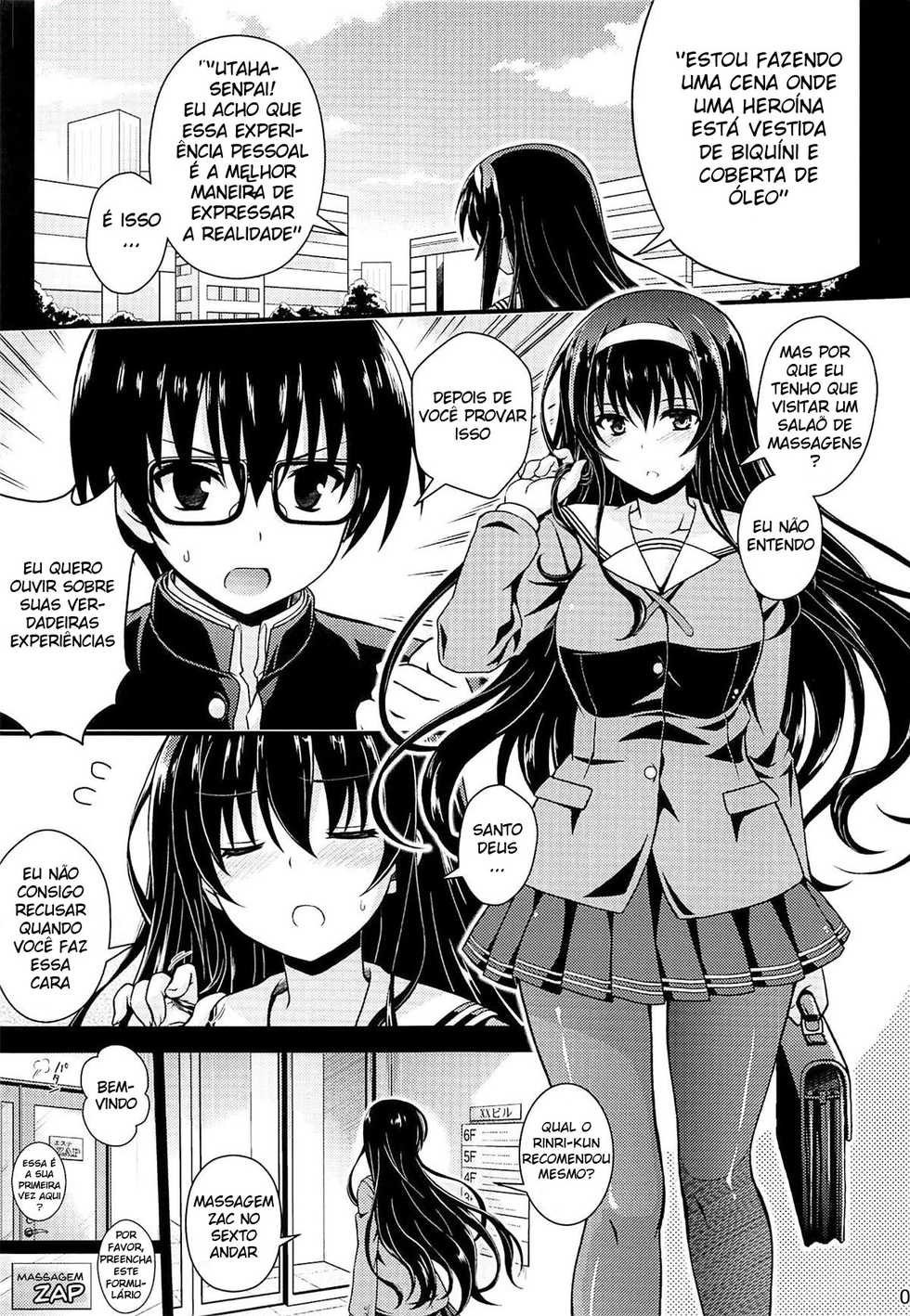 (COMIC1☆11) [Yumeya Honpo (Mukeikaku)] Honmono no Yukue (Saenai Heroine no Sodatekata) [Portuguese-BR] [Mundo Hentai] - Page 2