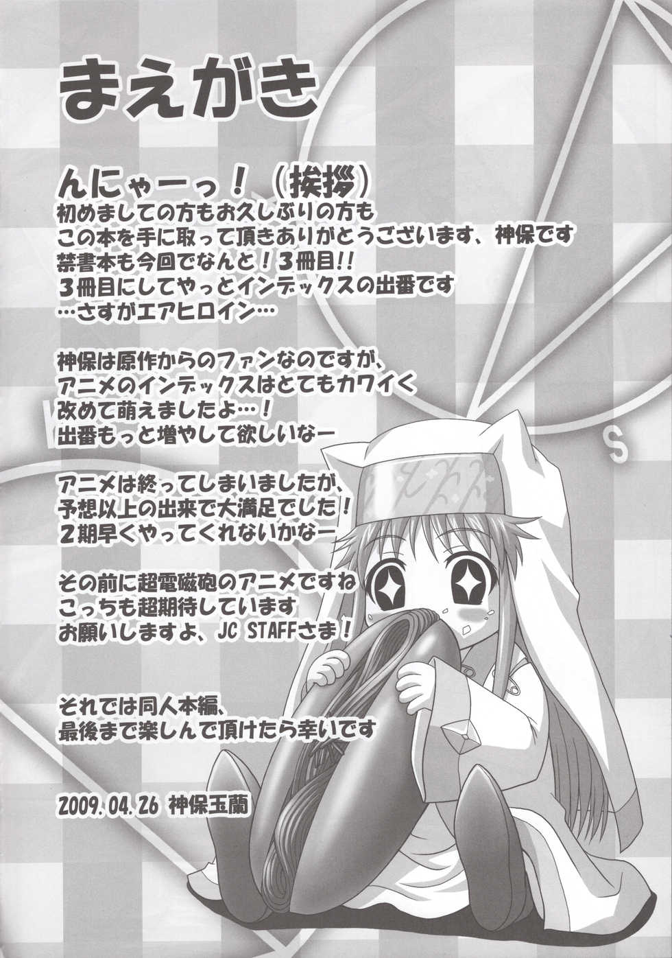 (COMIC1☆3) [Tamaranchi (Sinbo Tamaran)] Toaru Nichijou no Index (Toaru Majutsu no Index) - Page 3