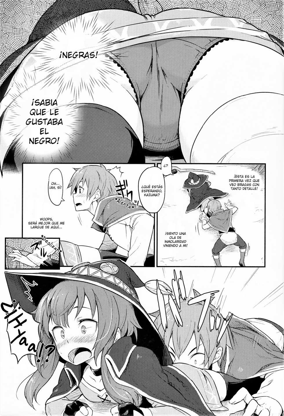 (C90) [Pirokobo (Piro)] Kono Bakuretsudou ni Gohoubi o! (Kono Subarashii Sekai ni Syukufuku o!) [spanish] - Page 4