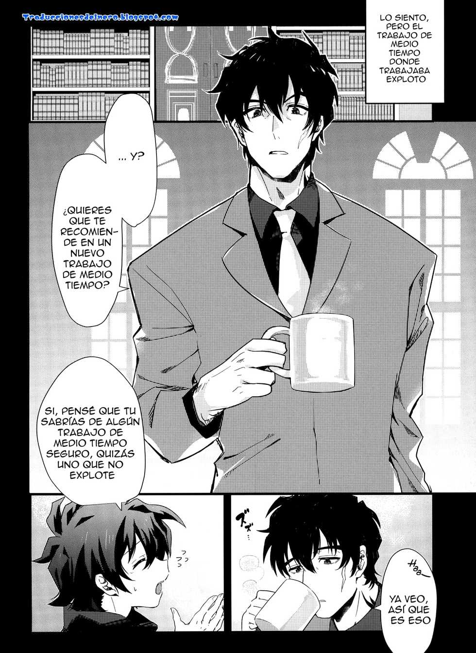 (BLOODY ZONE 2) [Tanbo (Makita Miki)] Leonardo-kun wa Libra Senzoku Seiyoku Shori-gakari | Leonardo es el cuidador de urgencias sexuales de Libra (Kekkai Sensen) [Spanish] [Delnero] - Page 3