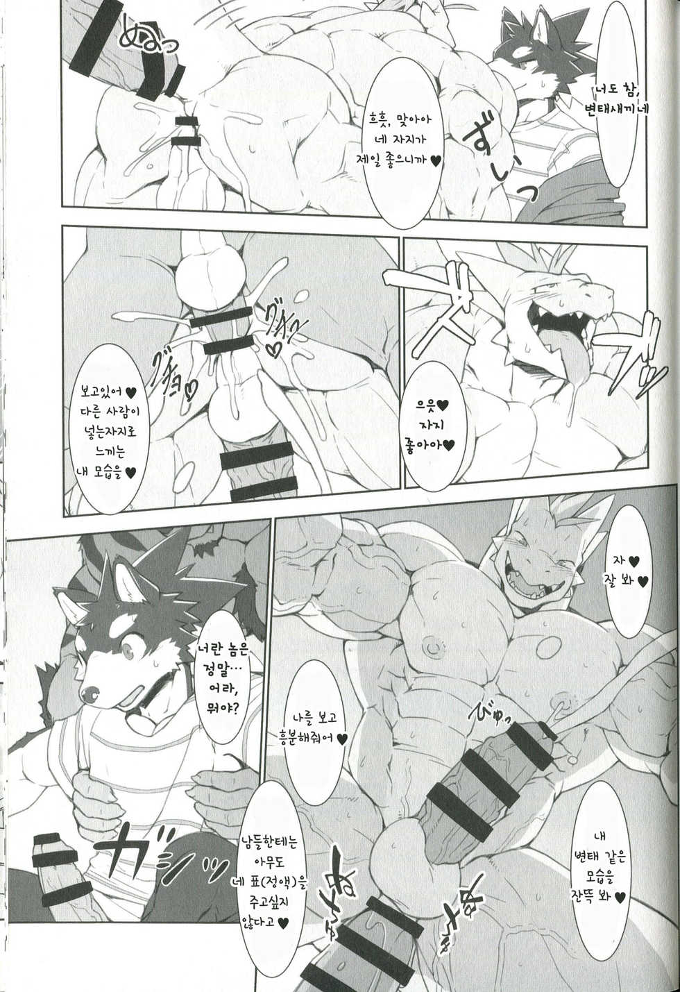 (Kemoket 8) [Dragon Island (Toriaezu, Kuroma)] Kinniku o Tsukereba Tsukeru hodo Manko ga Binkan ni Naru Sekai | 근육이 붙으면 붙을수록 보지가 민감해지는 세계 [Korean] - Page 16