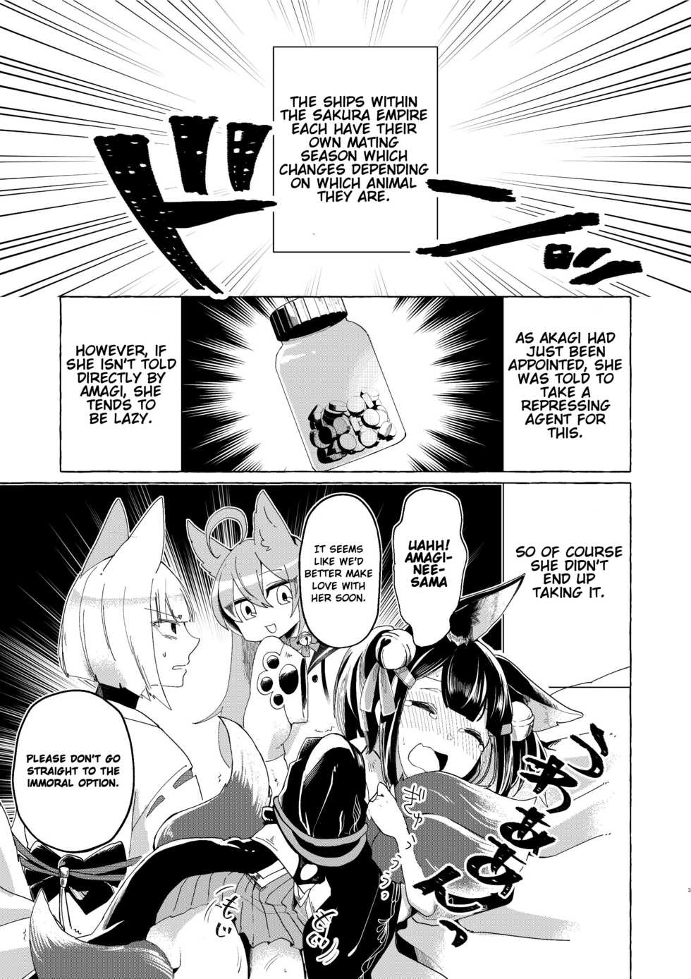 [Yuribatake Bokujou (Kon)] Akagi-chan wa Okusuri o Nomanai | Akagi-chan Won't Take Her Medicine (Azur Lane) [English] [Gondis] [Digital] - Page 3