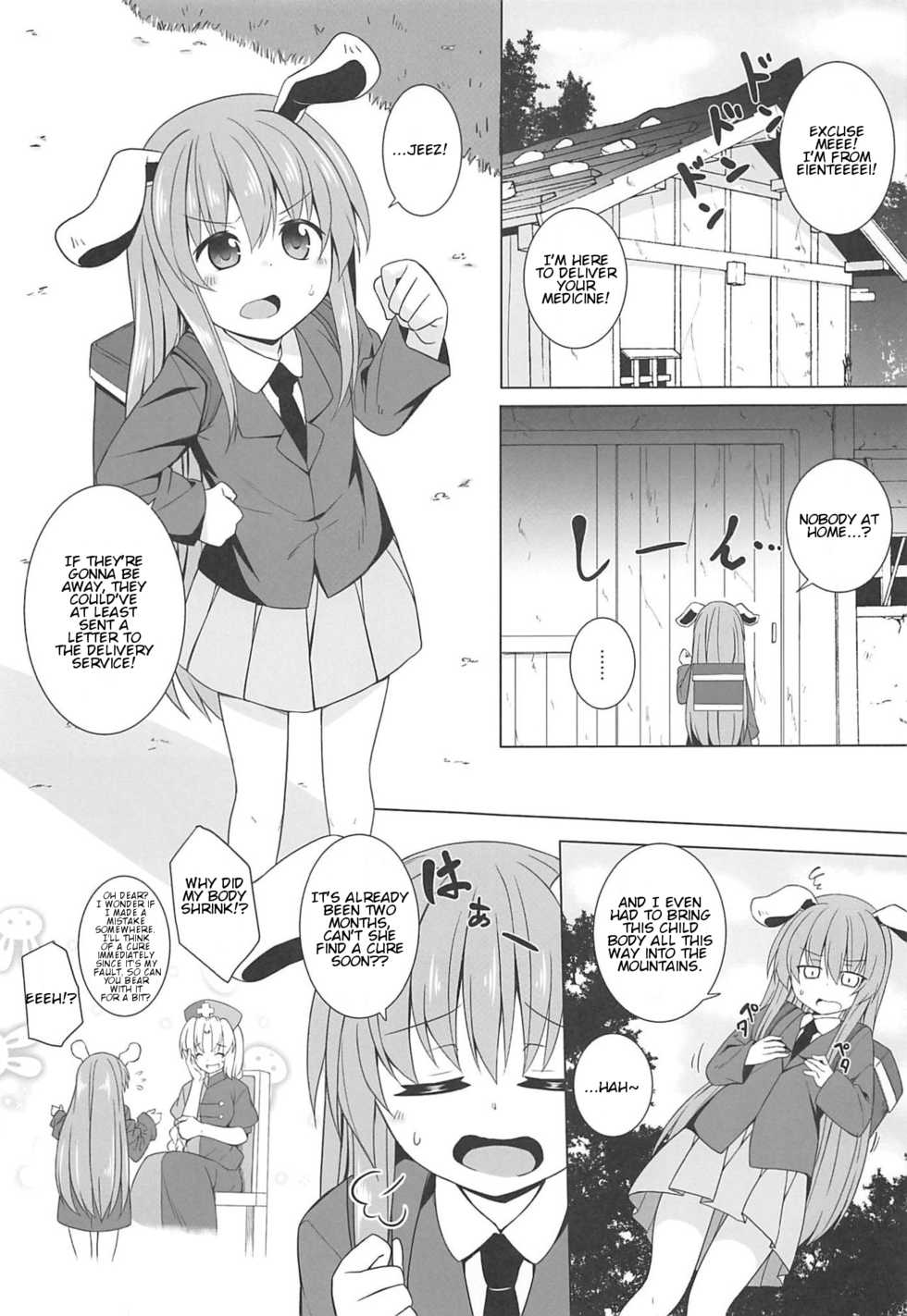 (C97) [Tonzura Douchuu (Kazawa)] Tsukito Haramiki Udonge Kankin Haramase | Moon Rabbit Pregnancy Records - Udonge's Conception in Captivity (Touhou Project) [English] - Page 2