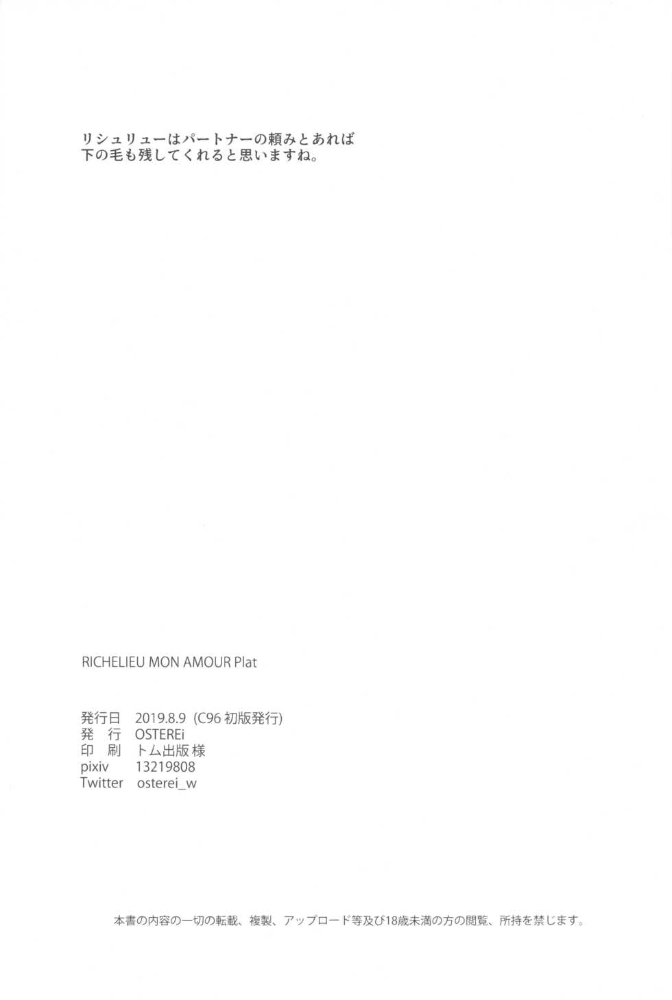 (C96) [OSTEREi (O)] RICHELIEU MON AMOUR Plat (Kantai Collection -KanColle-) [Chinese] [不可视汉化] - Page 33