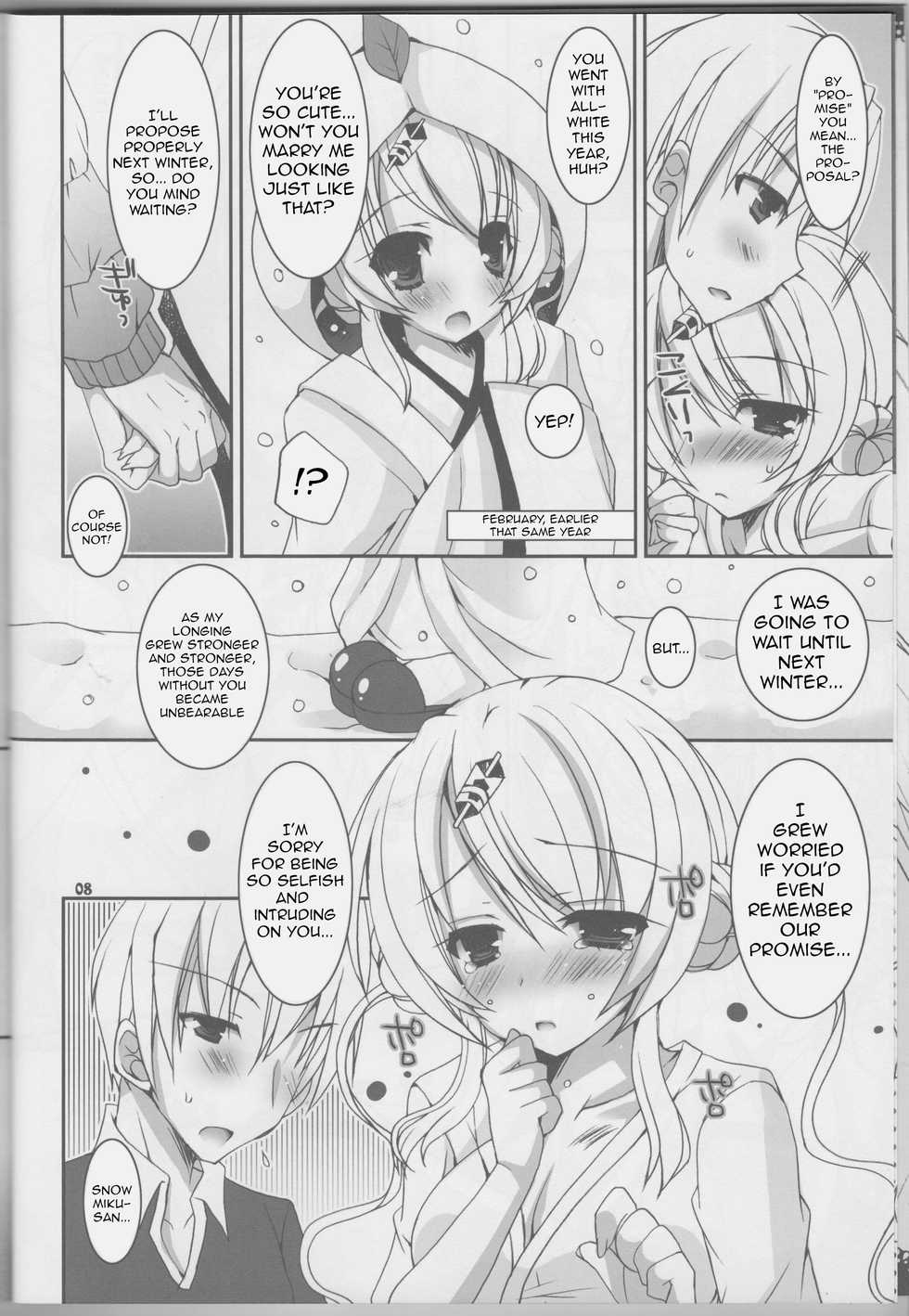 (C84) [Dennou Fuyu Mikan (Ueda Rieko)] Natsu Yuki. | Summer Snow. (Vocaloid) [English] [Nomihoudai] - Page 7