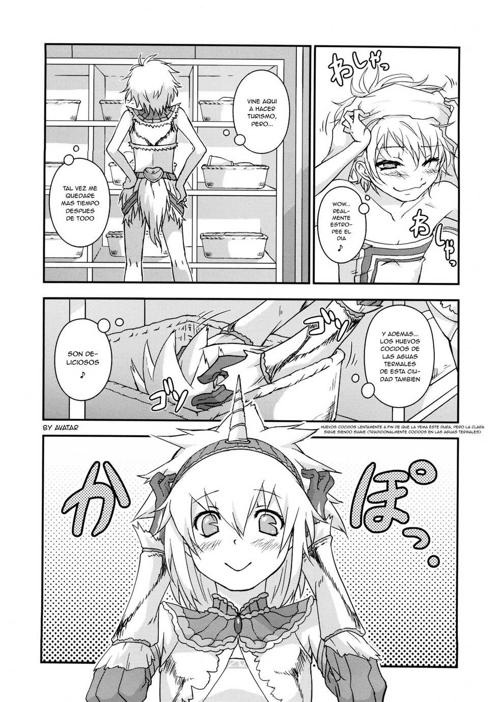 (C80) [Tra-Tama(ry (Ttuunn)] Josou Kirin Soubi ga Yukumo-mura ni Asobi ni Kitara Shuukai Yokujou no Hunter-tachi ni Rape Sarechaimashita. (Monster Hunter) [Spanish] [Avatar-kun] - Page 6