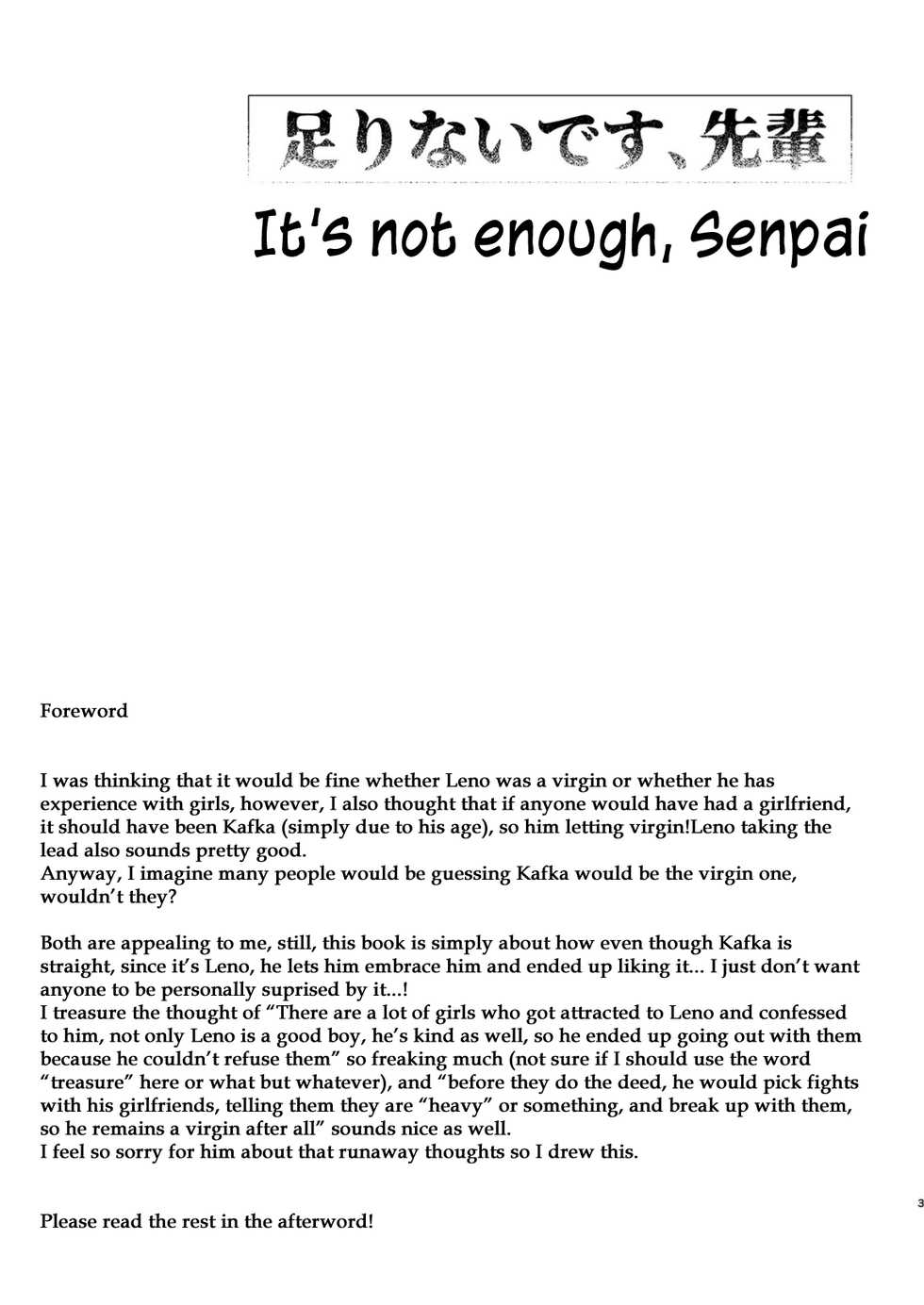 [B:0nit0 (Tataki Katsuo)] Tarinai desu, Senpai | It's not enough, Senpai (Kaiju No. 8) [English] {Yatsuki} [Digital] - Page 3