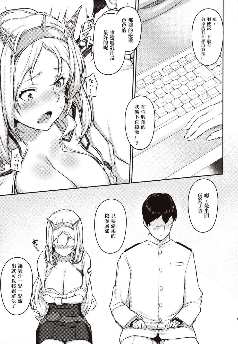 (C97) [OSTEREi (O)] Nelson no Royal Milk ga Tomaranaku Naru Hon (Kantai Collection -KanColle-) [Chinese] [爱弹幕汉化组] - Page 5