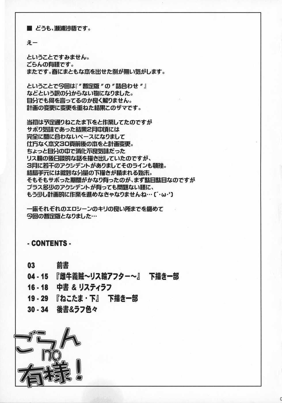 (COMIC1☆3) [Sago-Jo (Seura Isago)] Goran no Ari-sama! (Queen's Blade, ToHeart 2) - Page 3