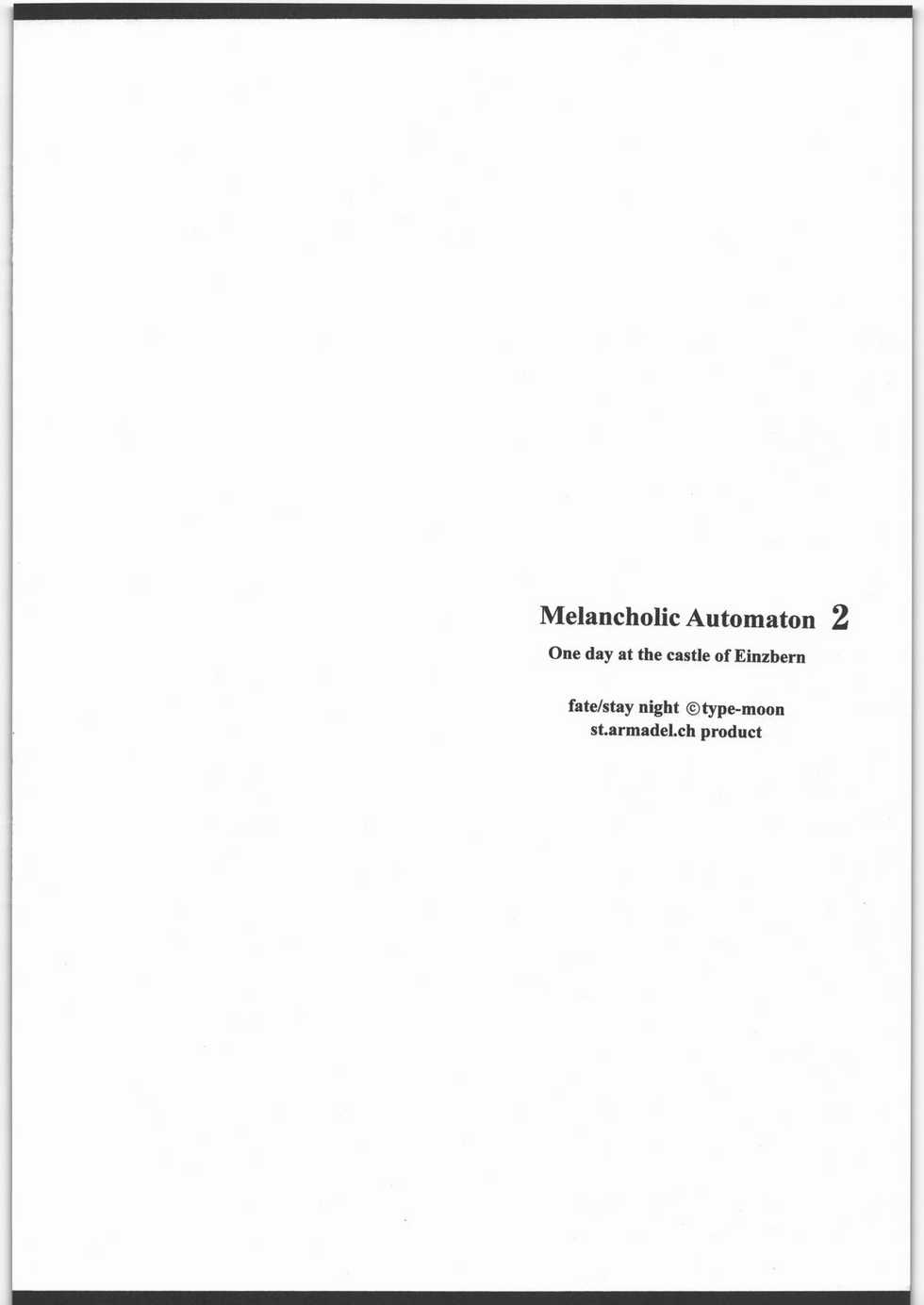 (C70) [St. Armadel Ch. (Kagetora)] Melancholic Automaton 2 - One day at the castle of Einzbern (Fate/hollow ataraxia) - Page 3