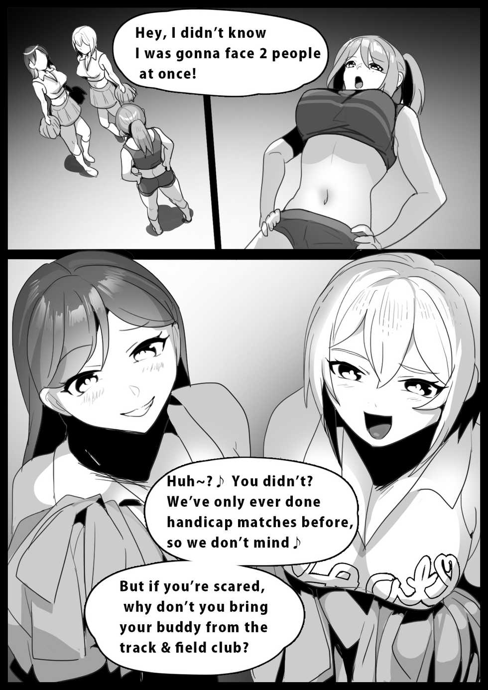 [The Nation of Head Scissors (Toppogi)] Girls Beat! Plus - Rie vs Shizuku & Mia [English] - Page 1