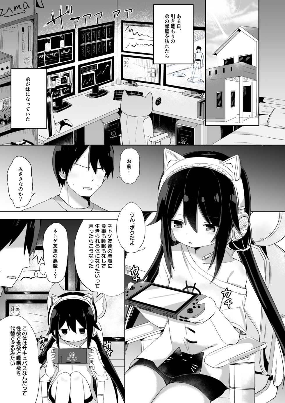 [Story Circle (Tonari)] Downer-kei Gamer Otouto ga Nii-san Sukisuki Imouto Succubus ni Naru made [Digital] - Page 3