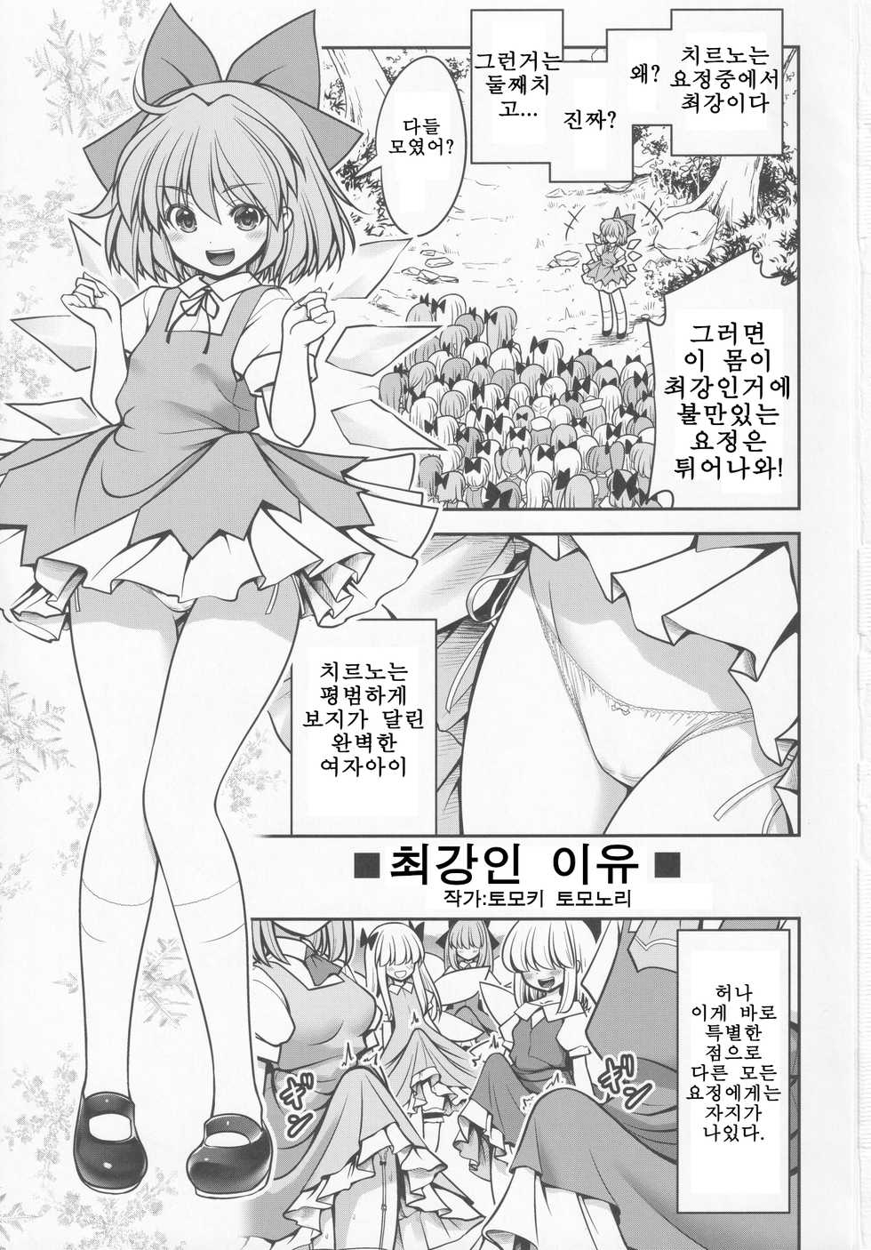 (Kouroumu 16) [Nigawarai Yashiki (Tomoki Tomonori)] Saikyou no Riyuu | 최강인 이유 (Hyousei Daisensou) (Touhou Project) [Korean] - Page 2