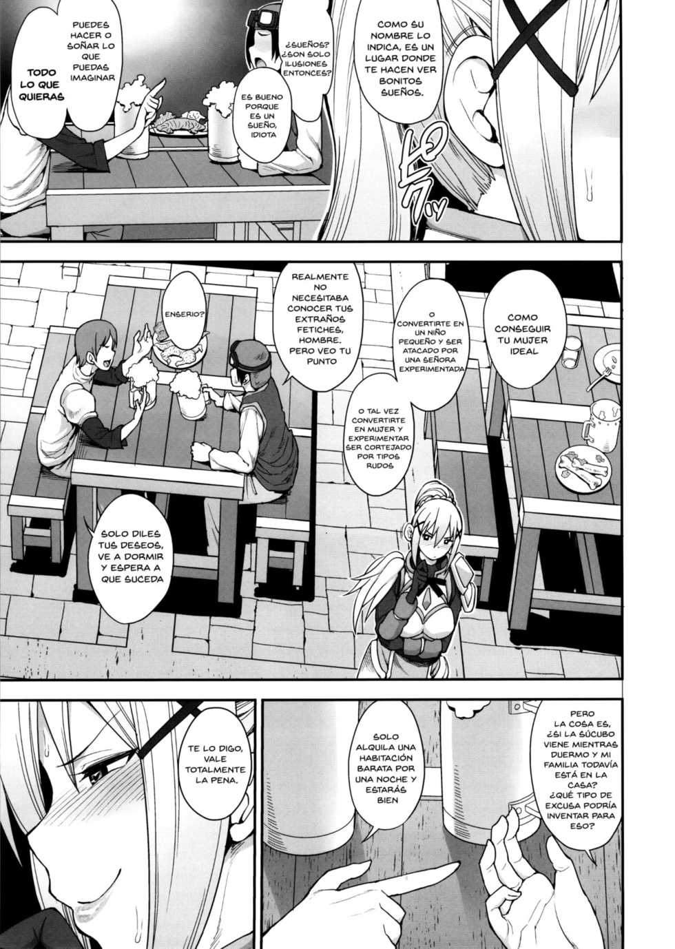 (C92) [Mousou Deguchi (Unou)] Mousou dake nara Ichininmae (Kono Subarashii Sekai ni Syukufuku o!)  [Spanish] - Page 4