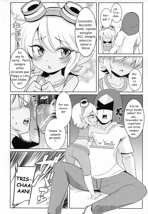 (C94) [Hanjuku Kinokotei (Kinoko Dake)] Dosukebe Yodle focus on tristana! (League of Legends) [Spanish] - Page 7