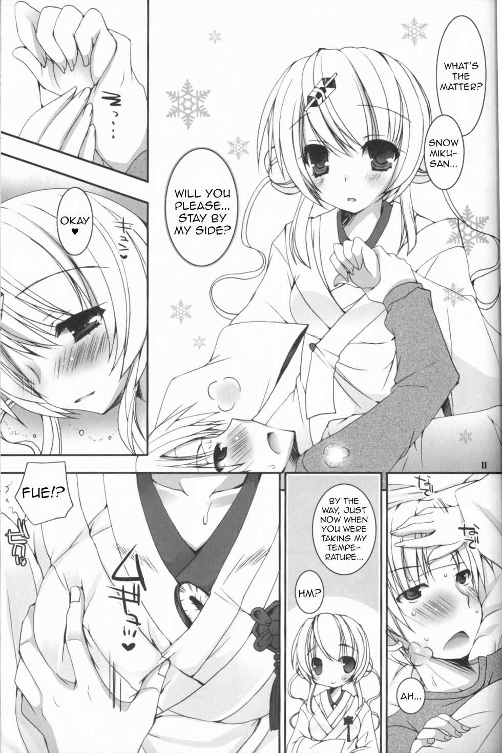 (C85) [Dennou Fuyu Mikan (Ueda Rieko)] Kimi ga Iyashite Kureru Fuyu. | The Winter You Took Care of Me. (VOCALOID) [English] [Nomihoudai] - Page 11