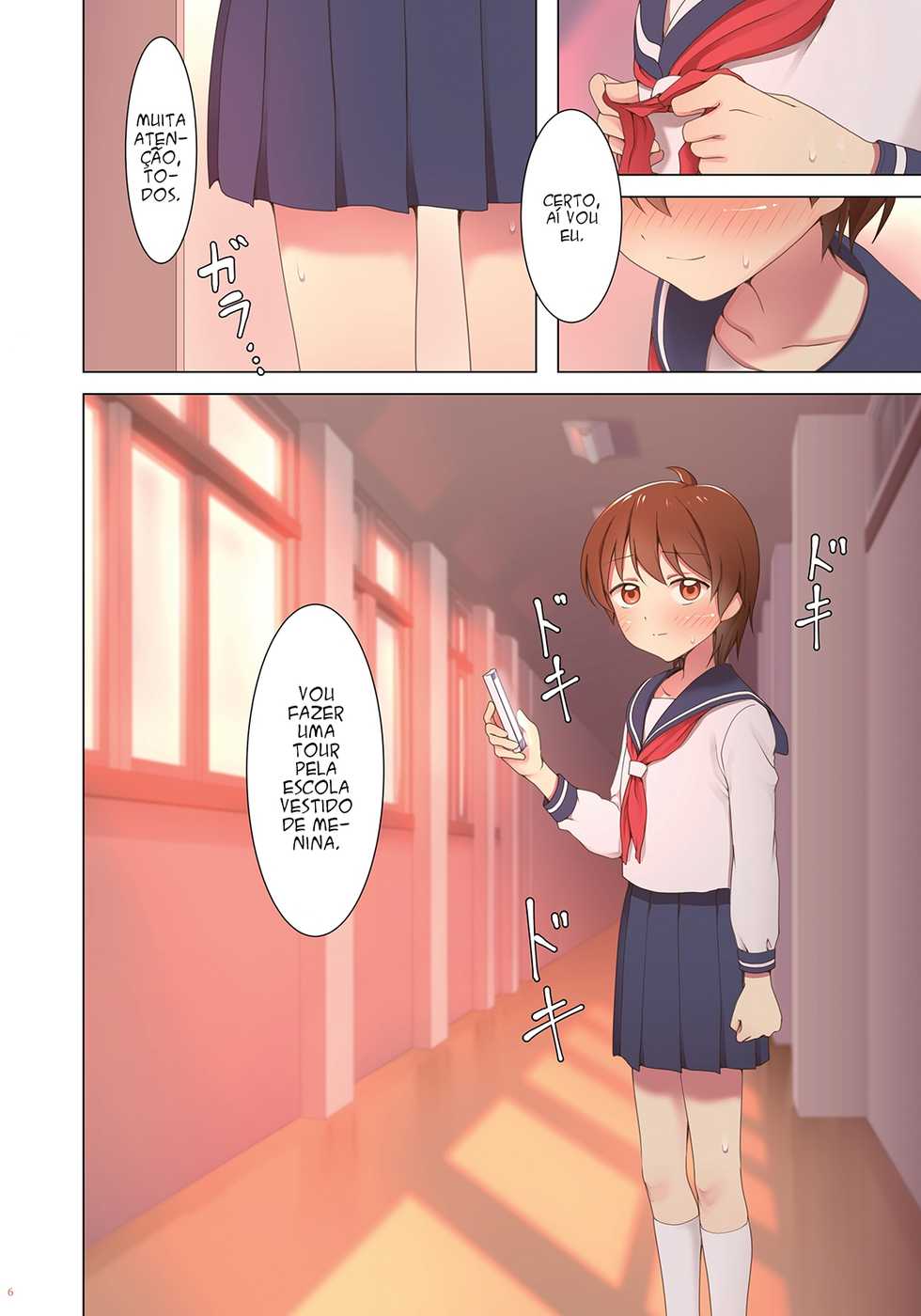 [Shoshi Magazine Hitori (Hokuro Ryuuseigun)] Yuugure Kousha Josou Quest | A Aventura com Roupas Femininas no Prédio da Escola ao Fim da Tarde [Portuguese-BR] [Zzyzzyxx] [Digital] - Page 6