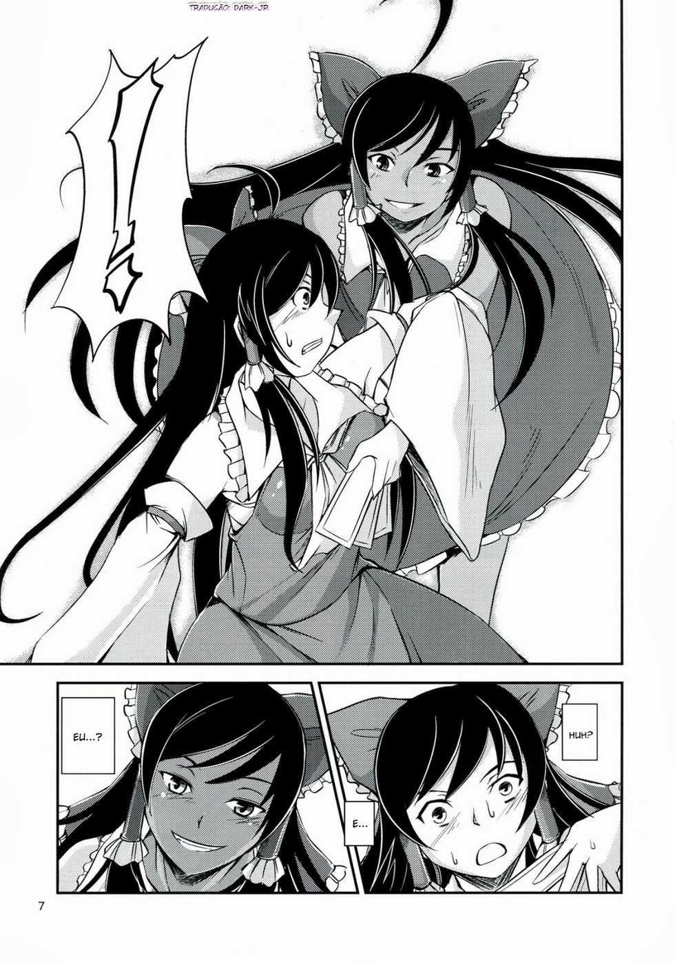 (C83) [JUNKxJUNK (kojou)] Kuro Miko no Hen ~Sono Ichi~ | The Incident of the Black Shrine Maiden ~Part 1~ (Touhou Project) [Portuguese-BR] [Dark-Jr] - Page 7