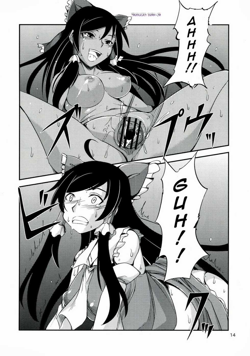 (C83) [JUNKxJUNK (kojou)] Kuro Miko no Hen ~Sono Ichi~ | The Incident of the Black Shrine Maiden ~Part 1~ (Touhou Project) [Portuguese-BR] [Dark-Jr] - Page 14