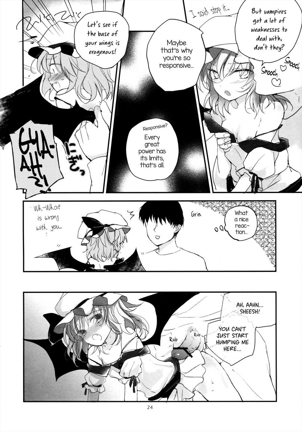 (Reitaisai 10) [Mikkamisaki (Nadzuka)] Koumakyou Shojo Kyuuketsuki Gensoutan | The Embodiment of Scarlet Devil ~A Virgin Vampire's Fantasy (Touhou Project) [English] [Pedy] - Page 24