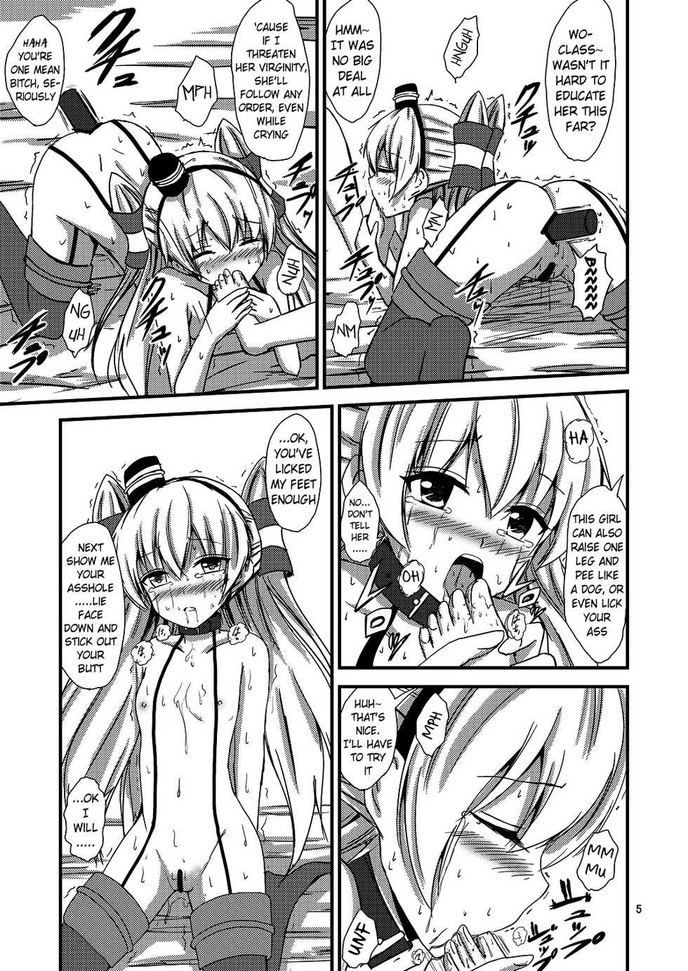 [Aiirosakura (Aikawa Ryou)] Kuubo Wo-Kyuu-chan no Amatsukaze Yuri Dorei Choukyou ~Shuuchi 3P Choukyou Hen~ | Standard Carrier Wo-Class's Amatsukaze Yuri Slave Training ~Threesome Training~ (Kantai Collection -KanColle-) [English] [Pangean] [Digital] - Page 6