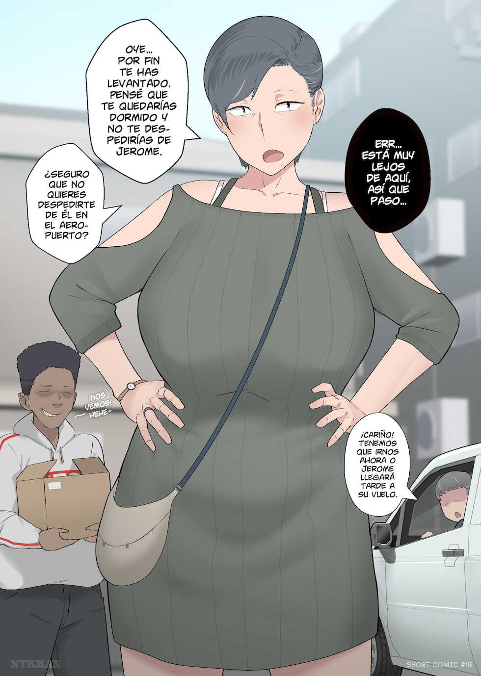 [NTRMAN] Chichi wa hisoka ni Homestay-saki ni Haha o Nejikoma Sete Ita (Short Comic #16) [Spanish] - Page 1