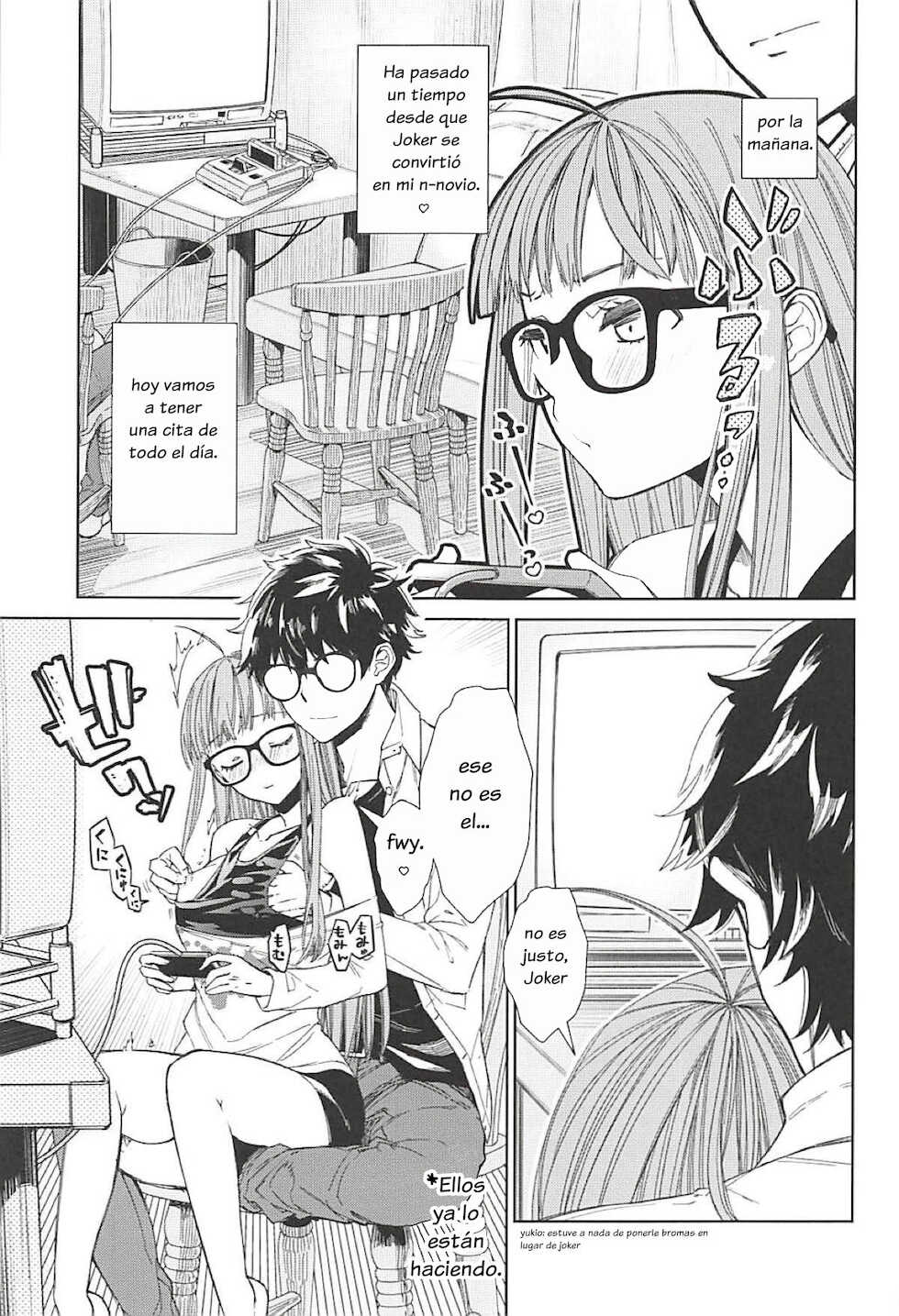 (C94) [Kindergarten (Hobo3)] Futaba to Kareshi no Ecchi na Ichinichi (Persona 5) [Spanish] - Page 2