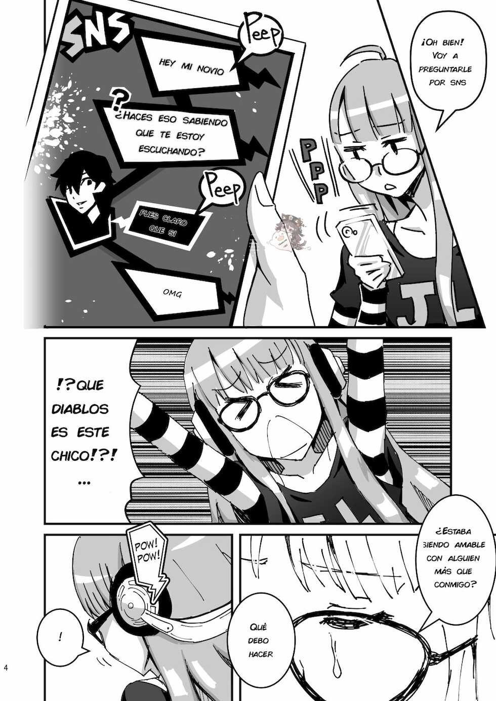 (C91) [Tomato Namaashi (Satou Iori)] Moshi Sakura Futaba-chan ga Touchou Onanie Shiteru no ga Kareshi ni Baretara? (Persona 5) [Spanish] [Incomplete] - Page 3