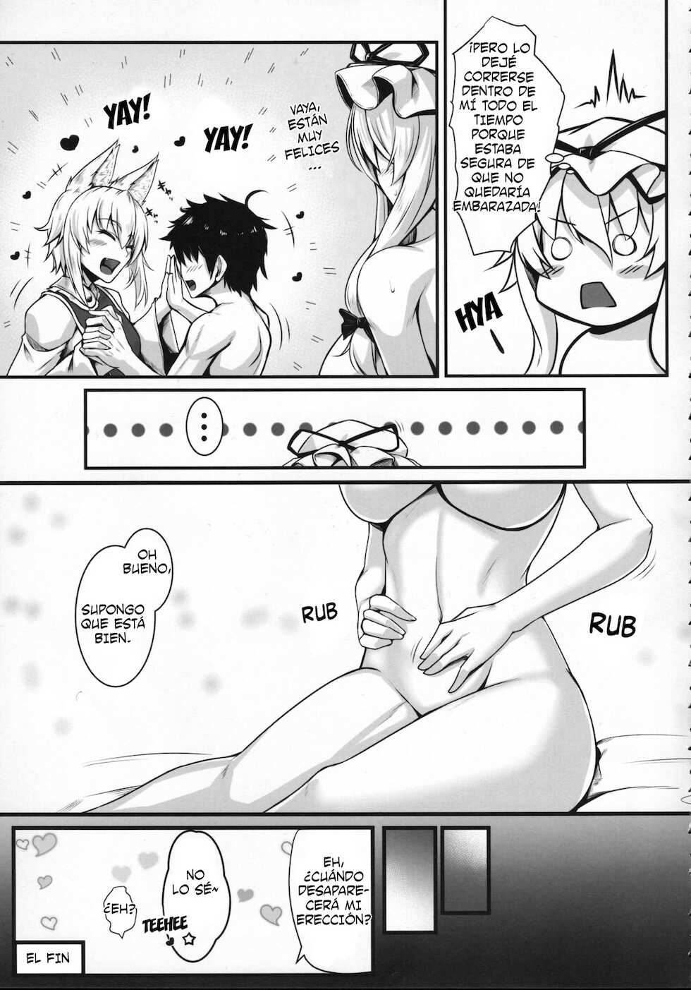 (Reitaisai 15) [Kuroshiro Desire (Akitsuki Karasu)] Hatsujouki no Ran-sama to EX Yukarin mo Issho (Touhou Project) [Spanish] - Page 20