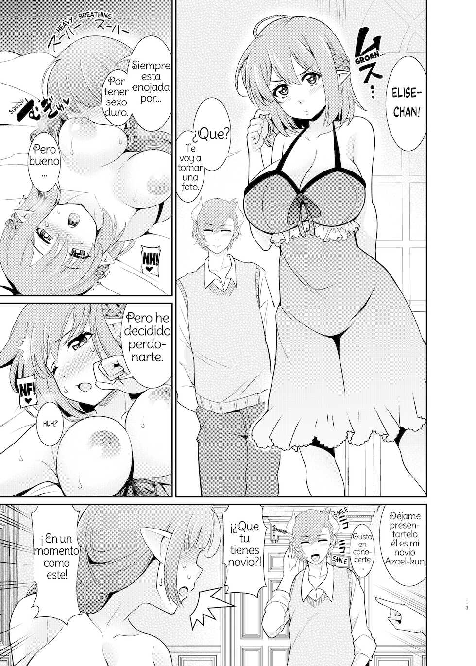 Kurokoya (Shikigami Kuroko)] Futanari Elf no Tanetsuke Bokujou 2 | Futanari Breeding Farm 2 Spanish [Amaterasu] - Page 13