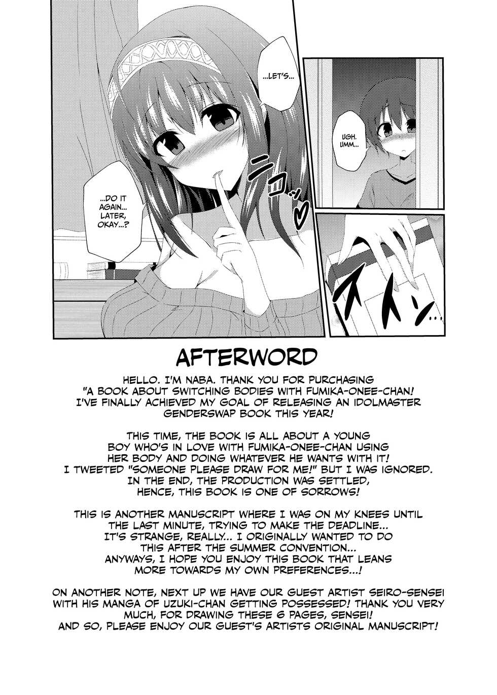 [Taketombo (Naba)] Fumika Onee-chan to Irekawacchau Hon | A Book About Switching Bodies With Fumika-onee-chan (THE IDOLM@STER CINDERELLA GIRLS) [English] [CulturedCommissions] - Page 24