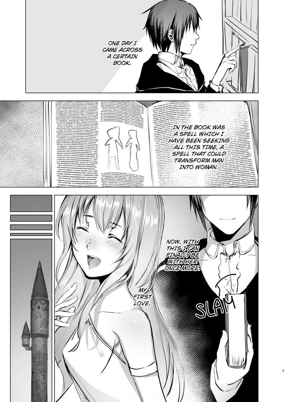 [Yugen no Suda (Mugen no Sudadokei)] Gekkoutou no Yume - Nyotaika Douwa ~Danshi Kinsei no Tou~ [English] - Page 3