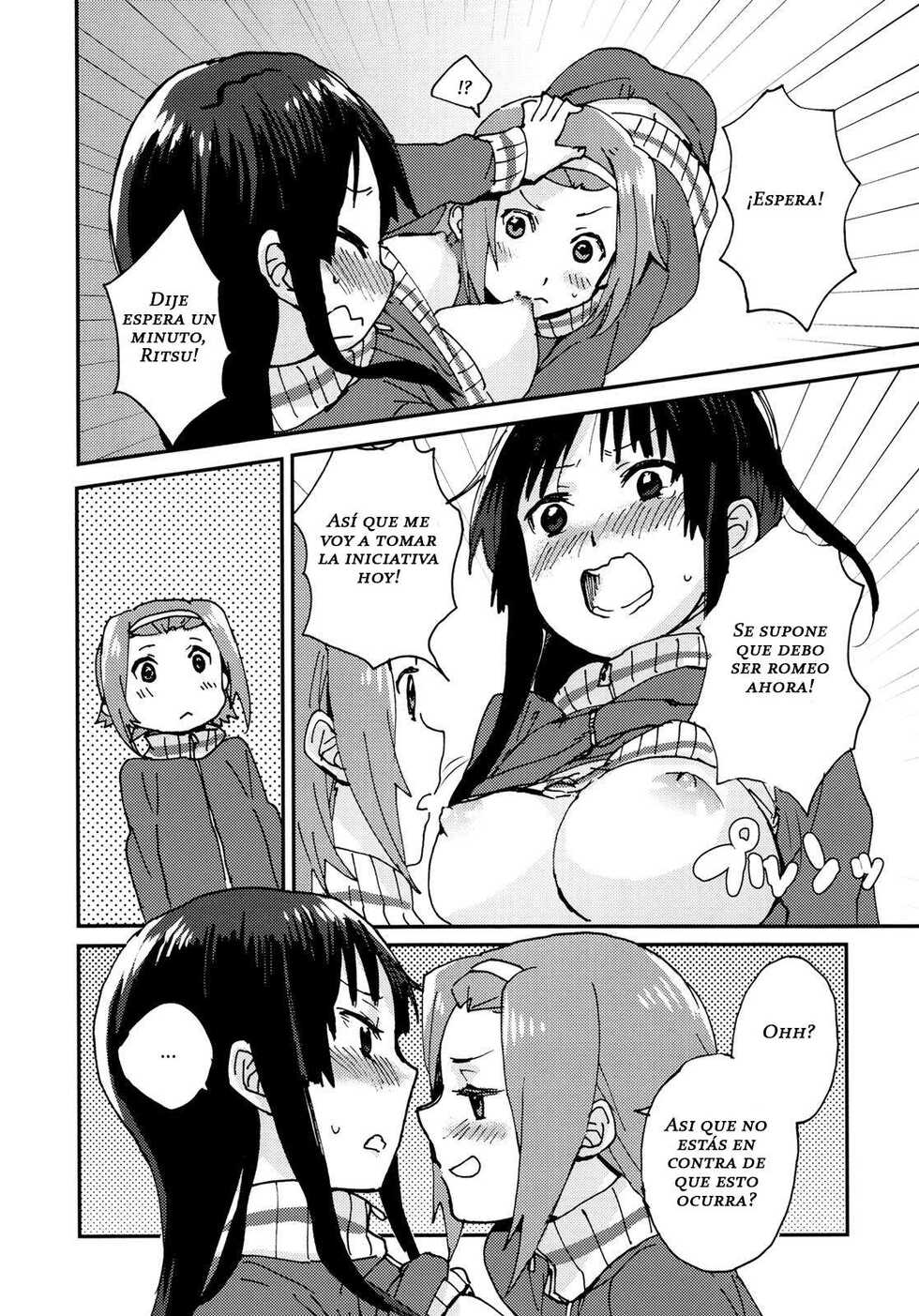 (C87) [Super Sentou, The Shakya (Fukutarou, Oke)] Otona no RitsuMio Hangyaku Hen | MioRitsu for Adults - Rebellion Story (K-ON!)  [Spanish] [Kallen no Fansub] - Page 7