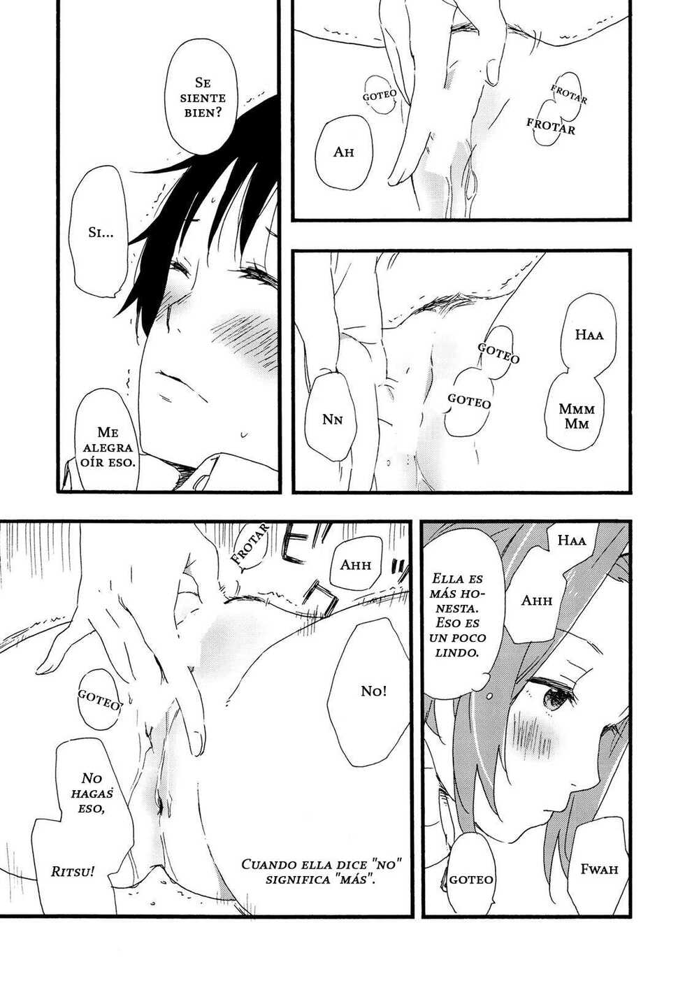(C87) [Super Sentou, The Shakya (Fukutarou, Oke)] Otona no RitsuMio Hangyaku Hen | MioRitsu for Adults - Rebellion Story (K-ON!)  [Spanish] [Kallen no Fansub] - Page 36