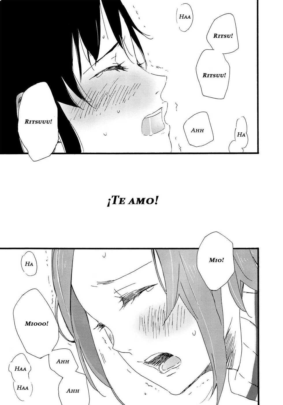 (C87) [Super Sentou, The Shakya (Fukutarou, Oke)] Otona no RitsuMio Hangyaku Hen | MioRitsu for Adults - Rebellion Story (K-ON!)  [Spanish] [Kallen no Fansub] - Page 40