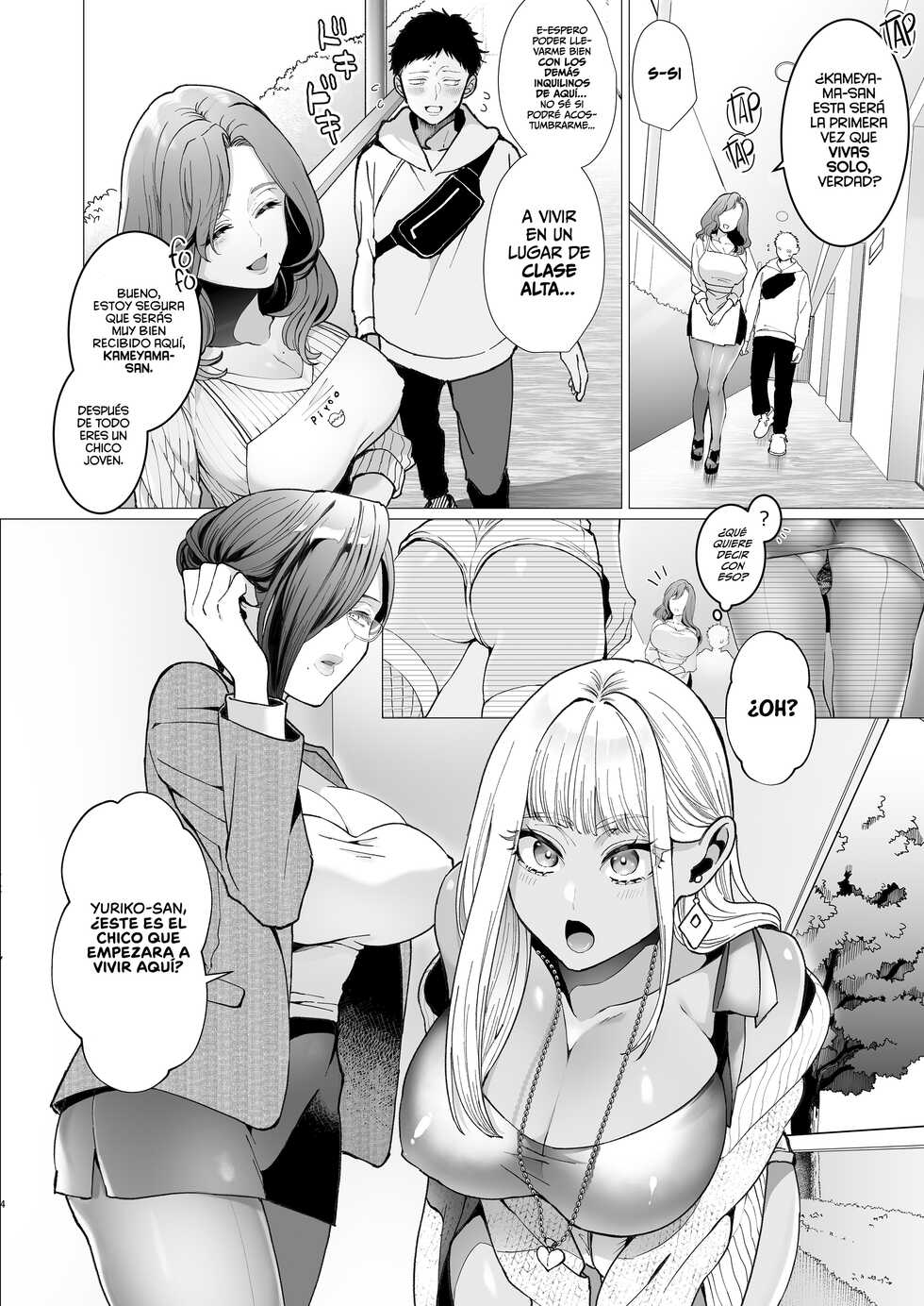 [Kyouniku Kyoushoku (Jagi Iwa)] Yari Mansion ni Irasshai Hitozuma Kanrinin Hen | Cogiendo en el Departamento, Ruta de la Mujer Casada [Spanish] [EromegameTT y Leisure] - Page 3